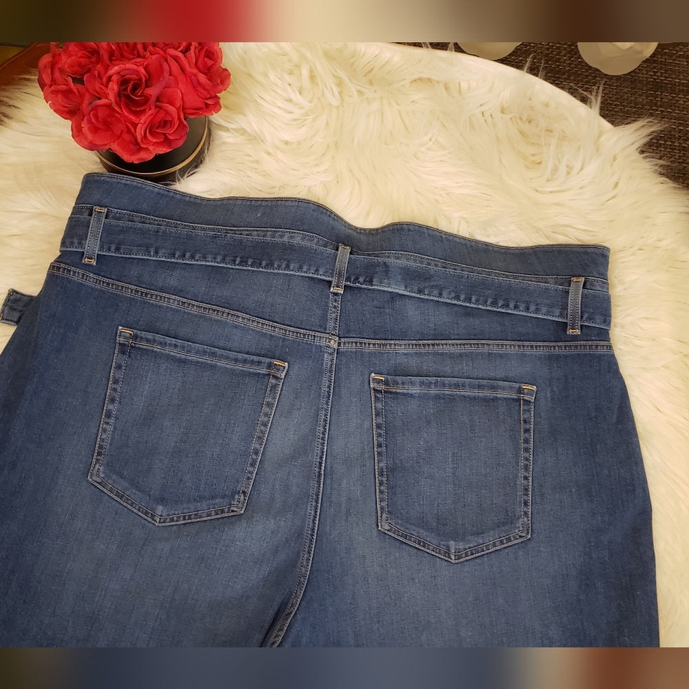 Lane Bryant Womens Plus Size Belted Paperbag Waist Girlfriend Denim Jean Shorts - Picture 10 of 14
